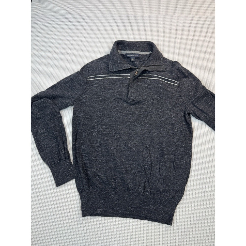 Banana Republic Mens Gray 1/4 Zip Cotton Pullover Sweater Small 883130-00